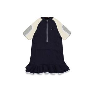 Marni Kids Navy Neoprene Ruffle Hem Zip Dress 12Y NWT NEW Designer Italy